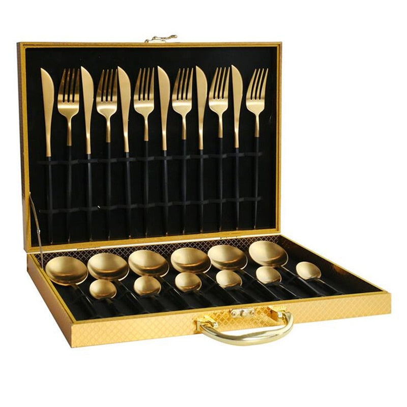 Luxury Box of Gold Cutlery Set (multiple options)