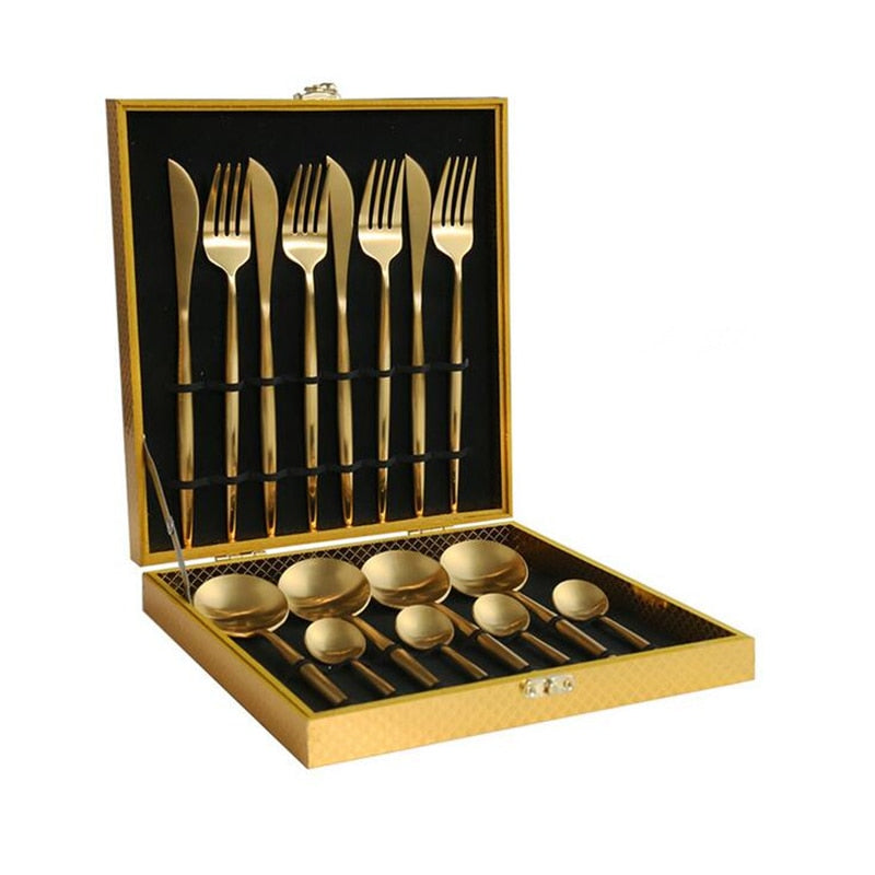 Luxury Box of Gold Cutlery Set (multiple options)